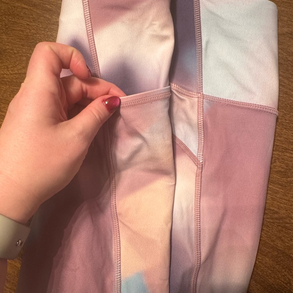 Sweaty Betty Pastel Pink and Blue Print Leggings, medium - Picture 7 of 7